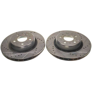 PowerStop Drilled & Slotted Zinc Plated Rotor Pair (FRONT): Tesla Model 3 2017-2021