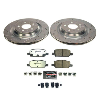 PowerStop Z26 Street Warrior Drilled & Slotted Carbon-Fiber Ceramic Brake Kit (REAR): Tesla Model 3 / Model Y (2017-2024) w/ Hardware