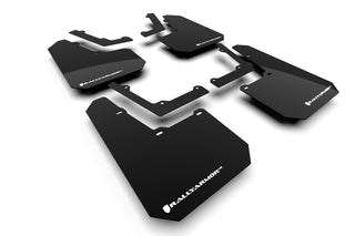 Rally Armor UR Premium Urethane Mud Flaps: Tesla Cybertruck (2023-2026) - Black w/ White Logo