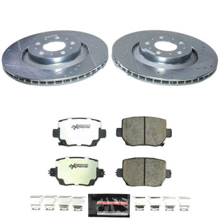 PowerStop Z26 Street Warrior Drilled & Slotted Carbon-Fiber Ceramic Brake Kit (REAR): Tesla Model Y (2020-2025) w/ Hardware