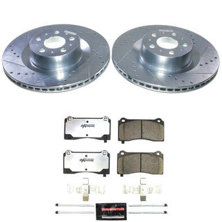 PowerStop Z26 Drilled & Slotted Carbon-Fiber Ceramic Brake Kit (FRONT): Tesla Model Y (2020-2025) w/ Hardware