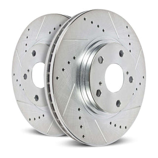 PowerStop Evolution Drilled & Slotted Zinc Plated Rotors Pair (REAR): Fits Most Tesla Model S / X Models (2012-2021)