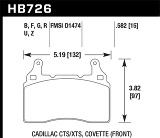 Hawk Performance HPS 5.0 Front Brake Pads: Chevrolet Camaro SS (10-14,16,18) / Corvette Stingray (14-15,18) / Chevrolet SS (14-16) / Tesla Model S (12-14)
