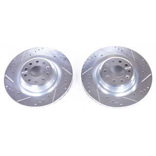 PowerStop Evolution Drilled & Slotted Zinc Plated Rotors Pair (REAR): Fits Most Tesla Model S / X Models (2012-2021)