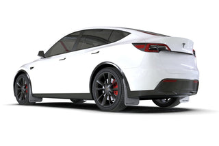 Rally Armor UR Premium Urethane Mud Flap w/ Black Logo: Tesla Model Y (2020-2024) - Juniper White