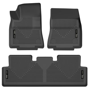 Husky Liners WeatherBeater Front & 2nd Seat Floor Liner: Tesla Model Y Base / Long Range / Performance (2020-2024) - Black