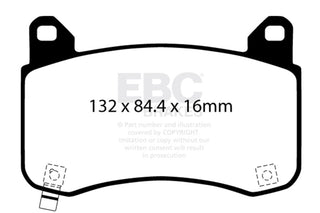 EBC Yellowstuff High Performance Front Brake Pads: Tesla Model 3 / Model Y (2018-2023)