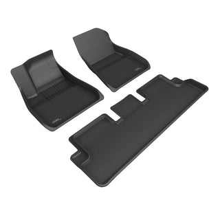 3D MAXpider Kagu All-Weather Floormats (1st & 2nd Row): Tesla Model 3 (2020-2023) - Black