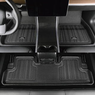 3D MAXpider Elitect Floor Mats (FRONT AND REAR): Tesla Model 3 (2017-2023) - Black
