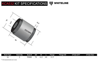 Whiteline Radius Arm Lower Bushing Kit (FRONT): Tesla Model 3 / Model Y (2017-2026)