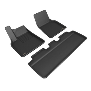 3D MAXpider Carbon Fiber-Look Floor Liners: Tesla Model Y / Model X (2020-2026) - Black