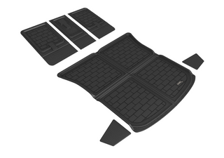 3D MAXpider Carbon Fiber-Look Floor Liners: Tesla Model Y / Model X (2020-2026) - Black