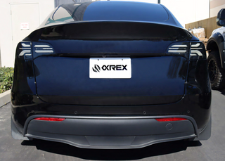 AlphaRex PRO-Series LED Tail Lights Jet Black: Tesla Model Y (2020-2022) w/ Amber Turn Signal