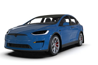 Rally Armor UR Premium Urethane Mud Flap: Tesla Model X (2022-2024) - Black w/ Dark Grey Logo