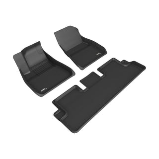3D MAXpider Kagu All-Weather Floormats (1st & 2nd Row): Tesla Model 3 (2020-2023) - Black