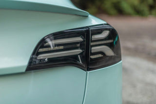 AlphaRex PRO-Series LED Sequential Tail Lights Jet Black: Tesla Model 3 / Model Y (2017-23 / 2020-25)