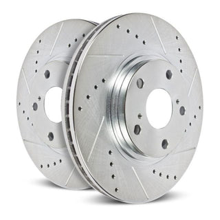 PowerStop Evolution Drilled & Slotted Zinc Plated Rotors Pair (REAR): Fits Most Tesla Model S / X Models (2012-2021)