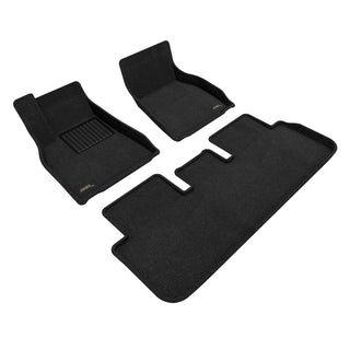 3D MAXpider Elegant Black Floor Mats 3 Pc (FRONT AND REAR): Fits Most Tesla Model S Models (2017-2026)