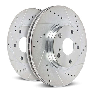 PowerStop Evolution Drilled & Slotted Zinc Plated Rotors Pair (REAR): Fits Most Tesla Model S / X Models (2012-2021)