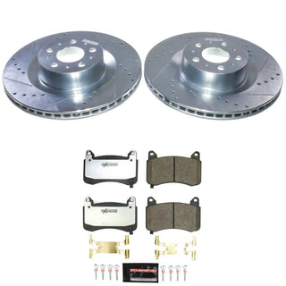 PowerStop Z26 Drilled & Slotted Carbon-Fiber Ceramic Brake Kit (FRONT): Tesla Model Y (2020-2025) w/ Hardware