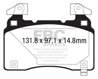 EBC Ultimax2 Front Brake Pads: Tesla Model S (2012-2018) / Model X (2016-2022)
